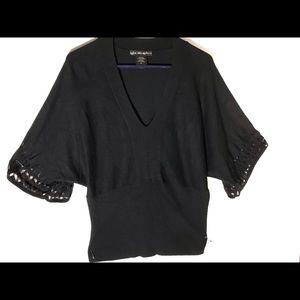 United States Sweater Black Crochet Trim XL